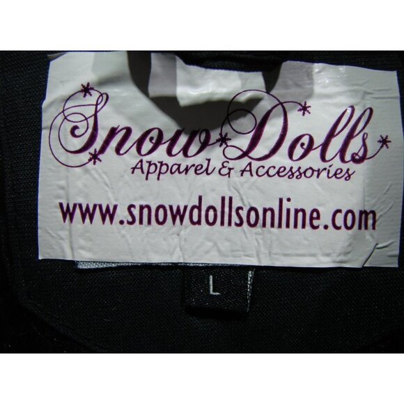 Snow Dolls Full Zip Hooded Puffy Puffer Vest Warm Black Logo Faux Fur Hood Sz L - Picture 4 of 14